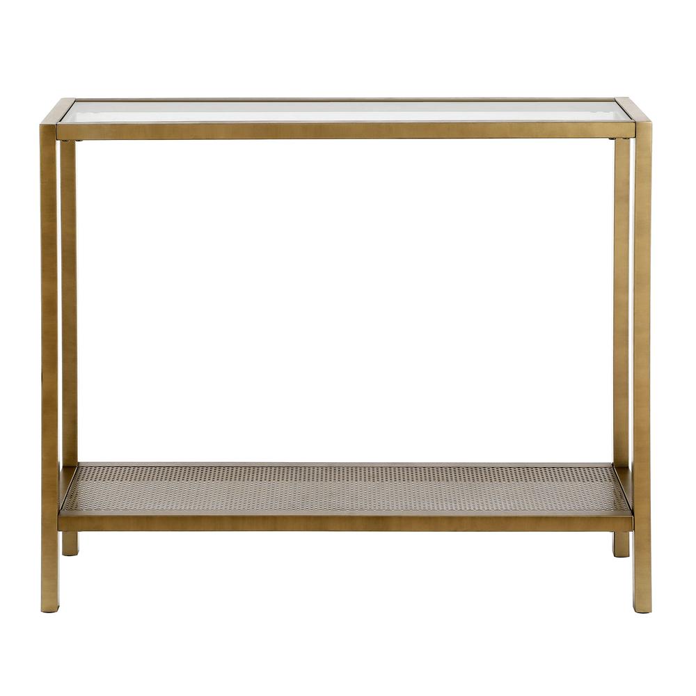 Rigan 36'' Wide Rectangular Console Table in Brass. Picture 3