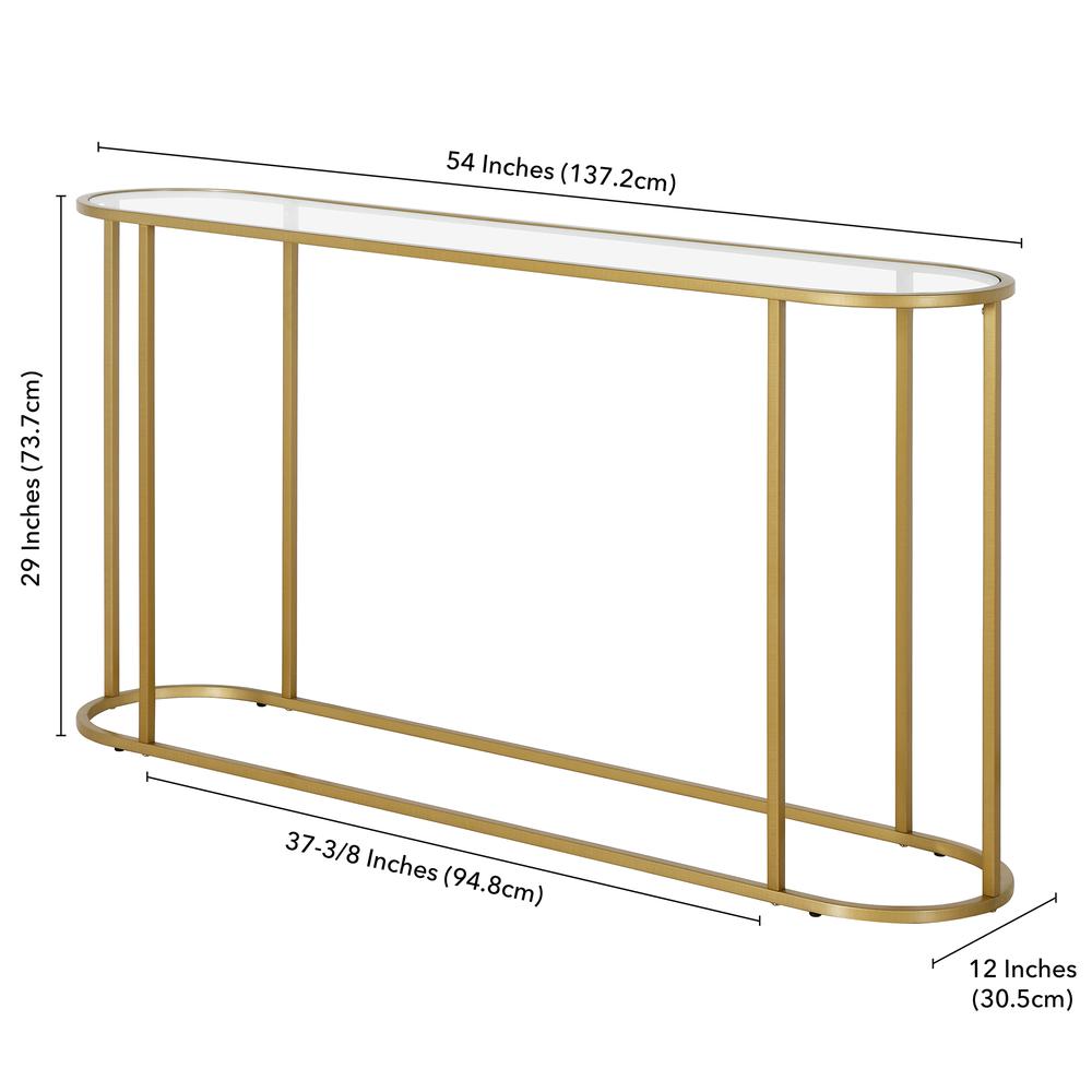 Erikson 54'' Wide Rectangular Console Table in Brass. Picture 5