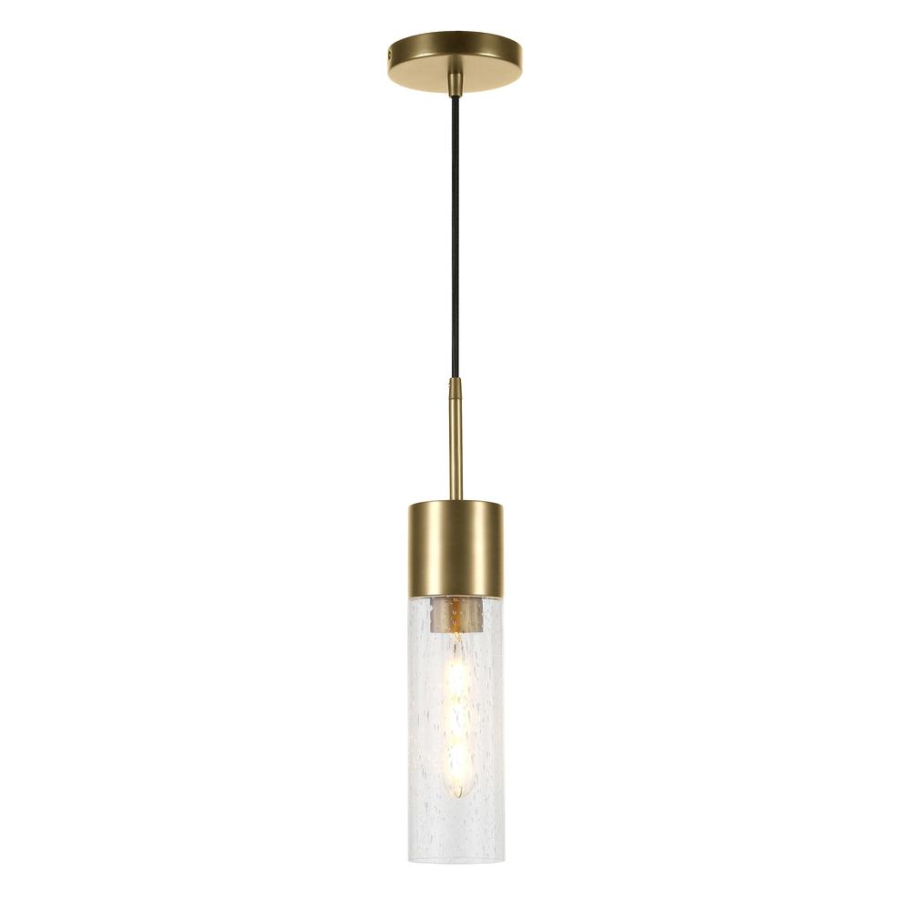 Lance  3.5" Wide Pendant with Glass Shade in Brass/Seeded. Picture 3