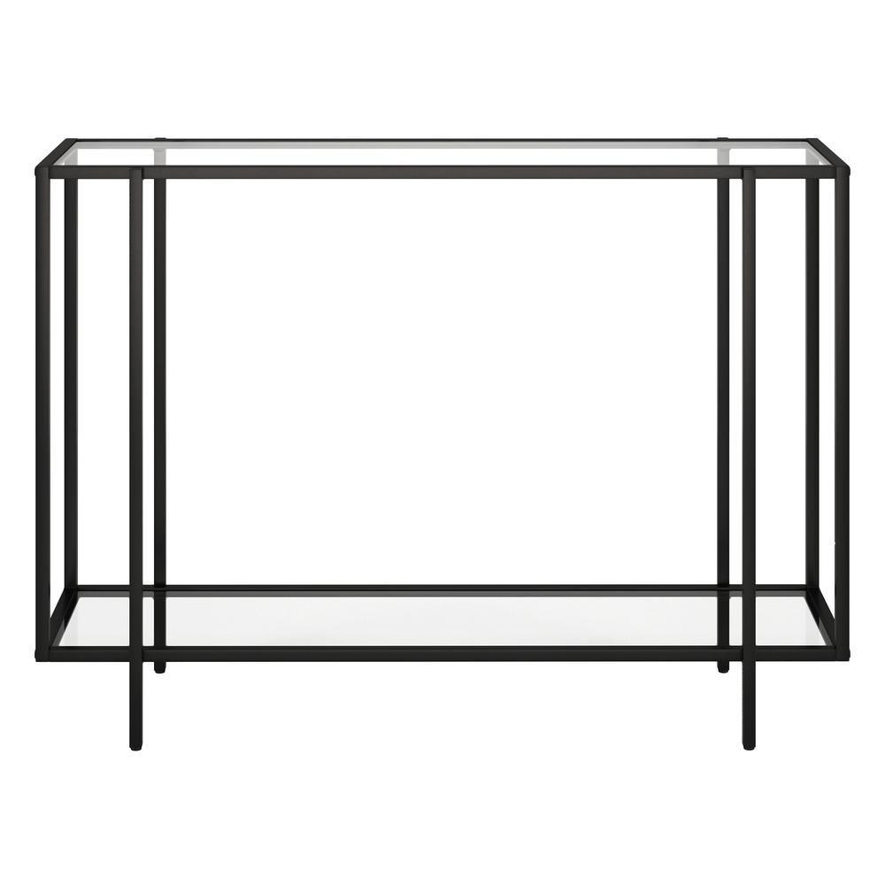 Vireo 42'' Wide Rectangular Console Table with Glass Shelf in Blackened Bronze. Picture 3