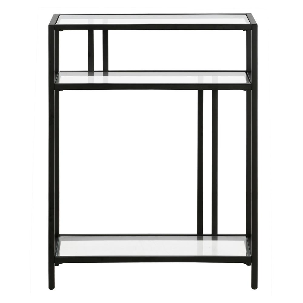 Cortland 22'' Wide Rectangular Console Table with Glass Shelves in Blackened Bronze. Picture 3