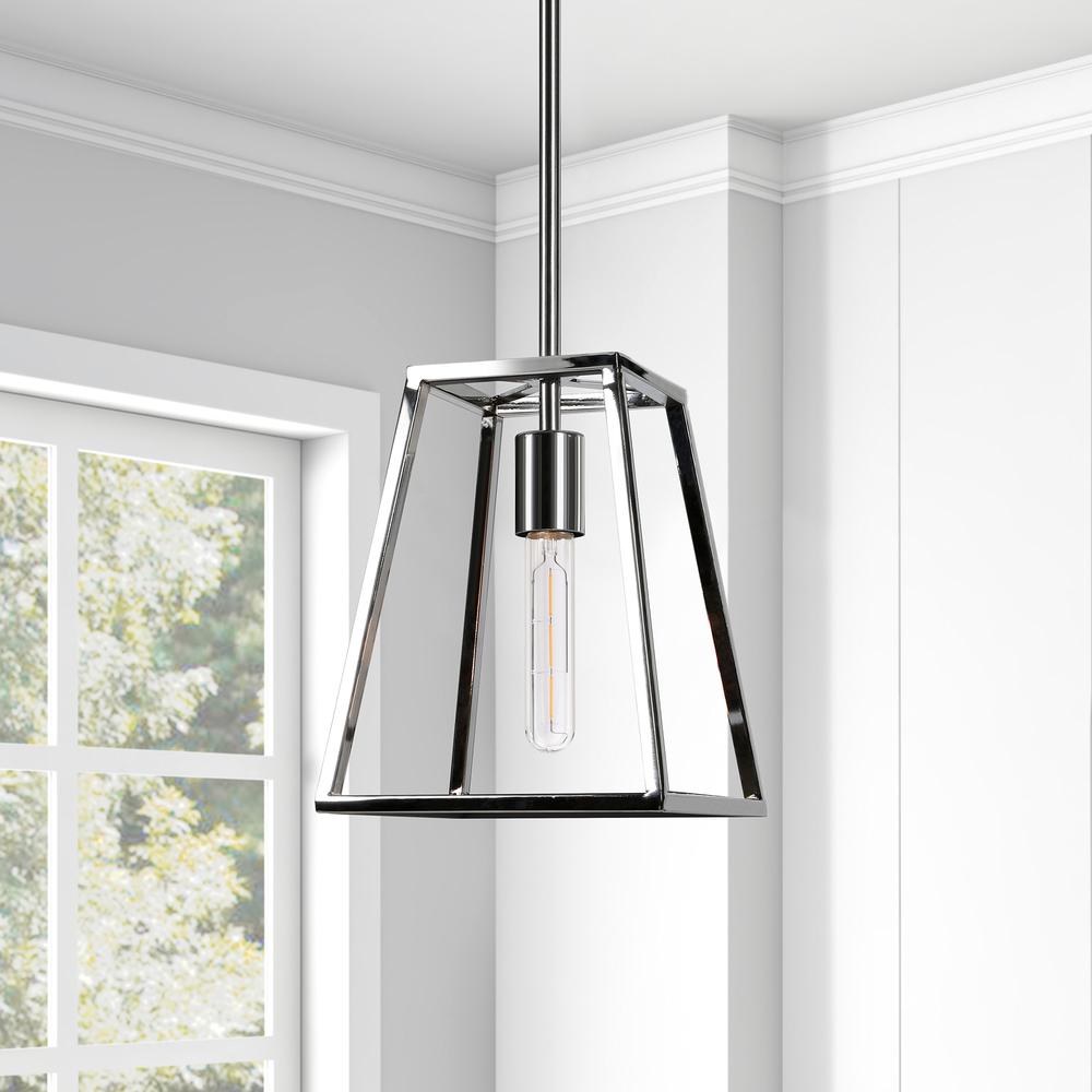 Rhom 8" Wide Open-Framed Pendant in Polished Nickel/No Shade. Picture 2