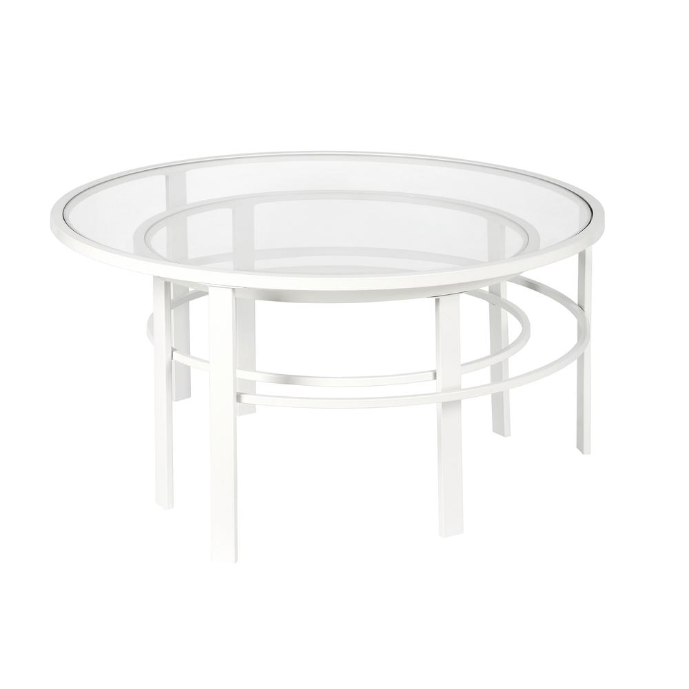 Gaia Round Nested Coffee Table in White. Picture 3