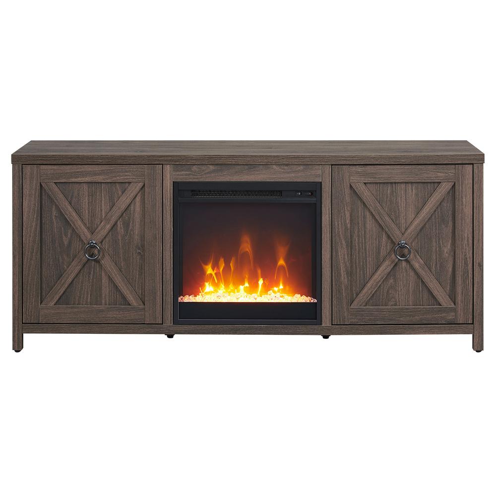 Granger Rectangular TV Stand with Crystal Fireplace for TV's up to 65" in Alder Brown. Picture 3
