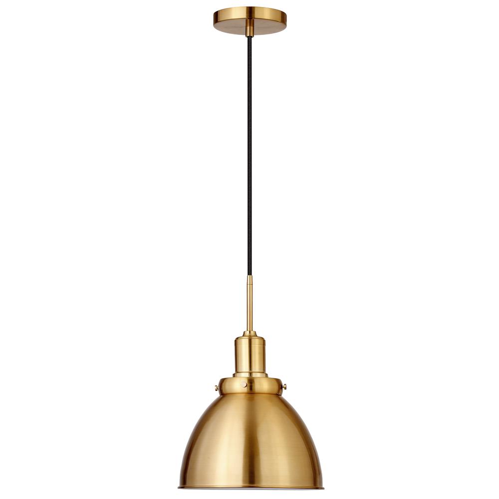 Madison 12" Wide Pendant with Metal Shade in Brass/Brass. Picture 1