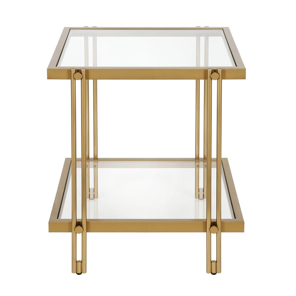 Inez 20'' Wide Square Side Table in Brass. Picture 3