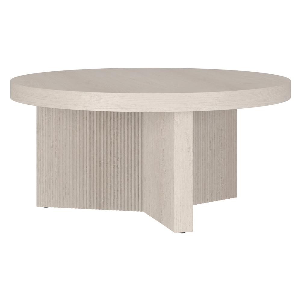 Holm 32" Wide Round Coffee Table in Alder White. Picture 1