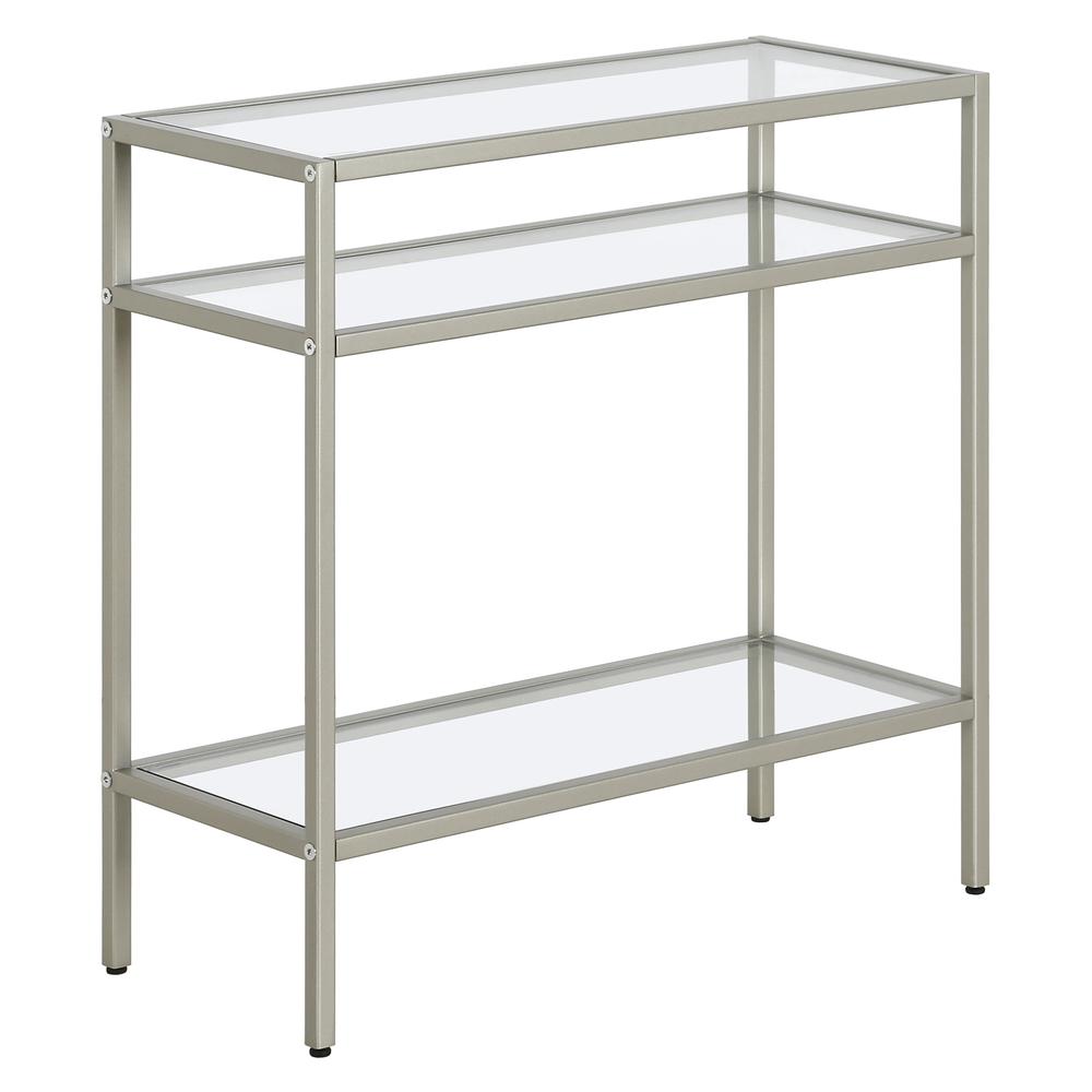 Sivil 24'' Wide Rectangular Side Table in Satin Nickel. Picture 1