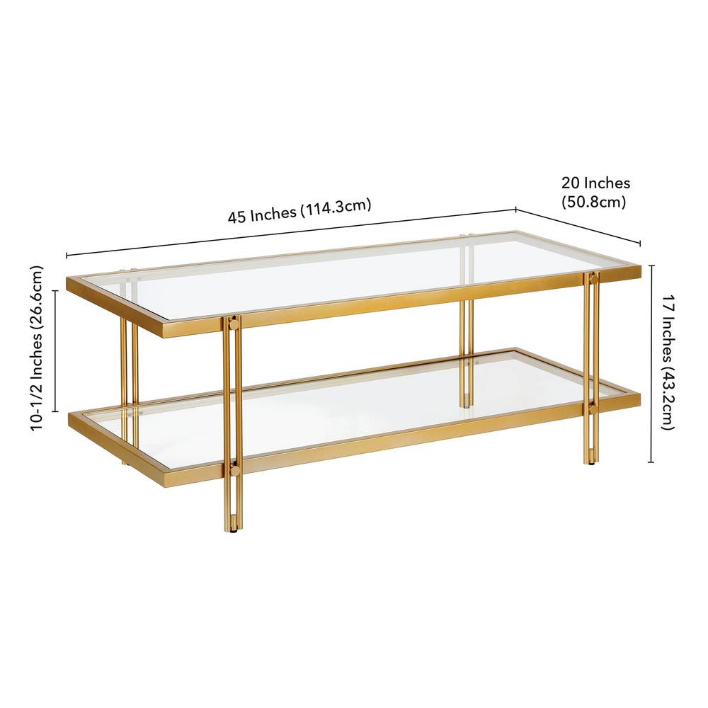 Inez 45'' Wide Rectangular Coffee Table in Brass. Picture 5