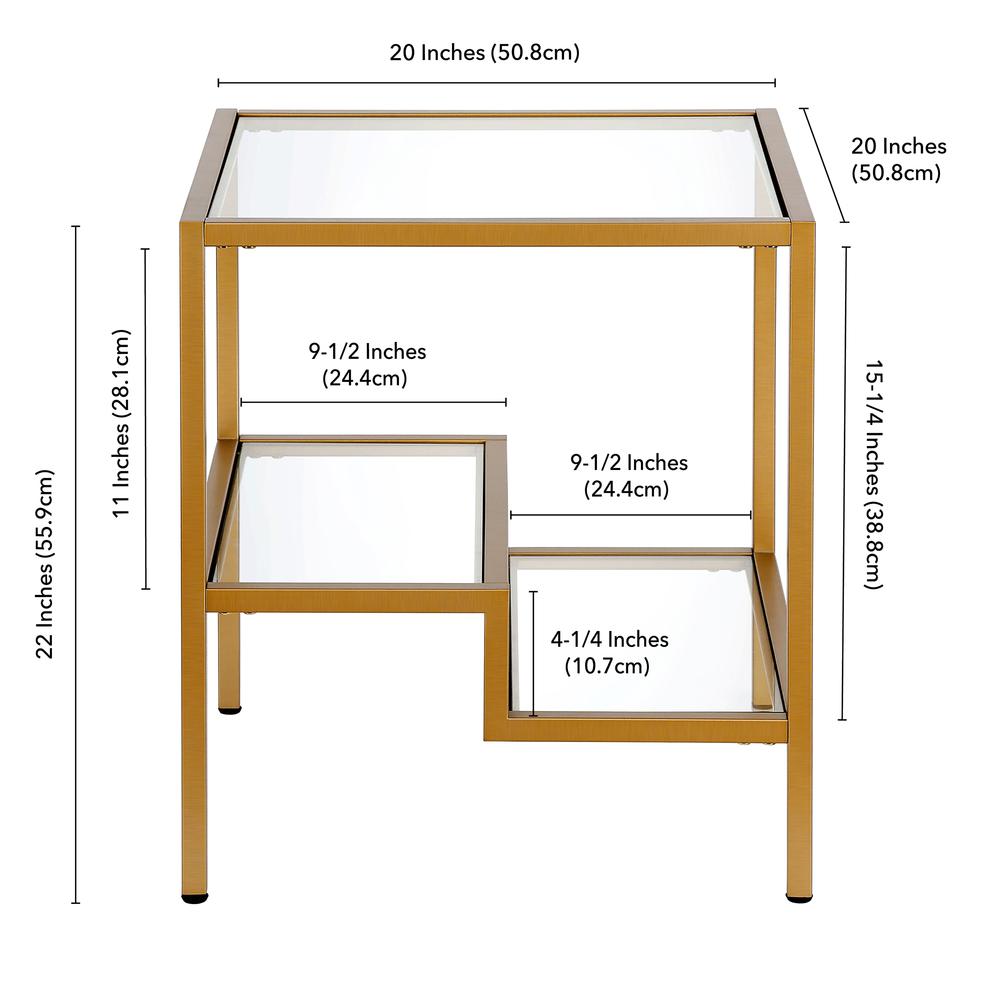 Lovett 20'' Wide Square Side Table in Brass. Picture 5