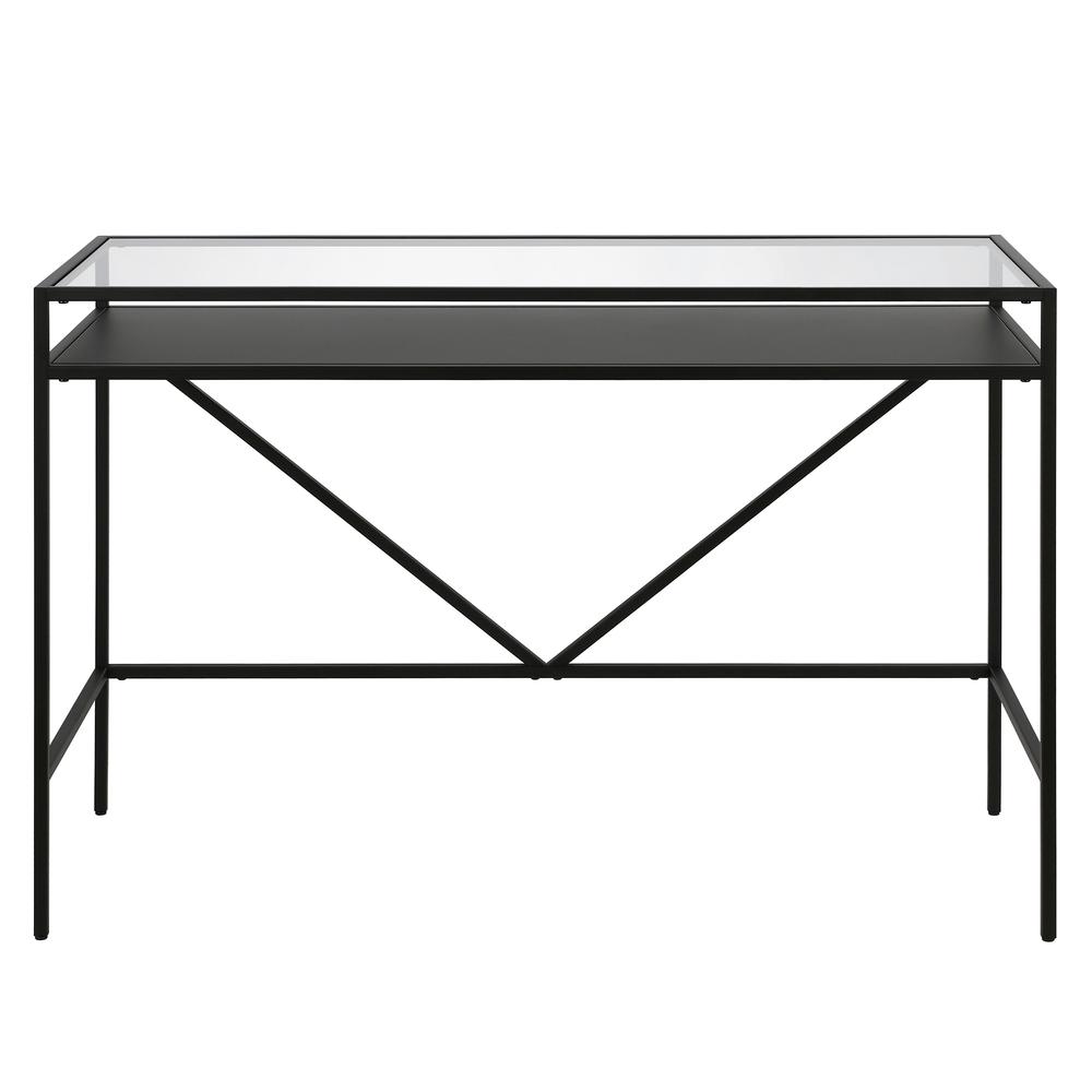 Baird Rectangular 46'' Wide Desk with Metal Shelf in Blackened Bronze. Picture 3