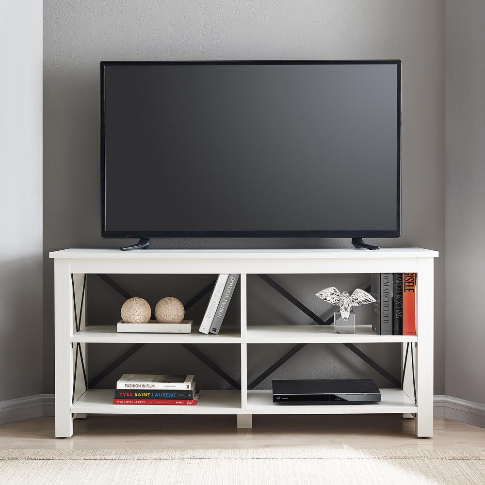 Sawyer Rectangular TV Stand for TV's up to 55" in White. Picture 4
