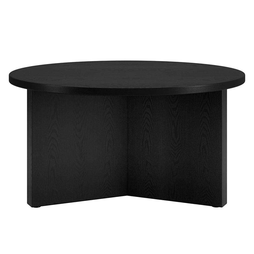 Anders 32" Wide Round Coffee Table in Black Grain. Picture 3