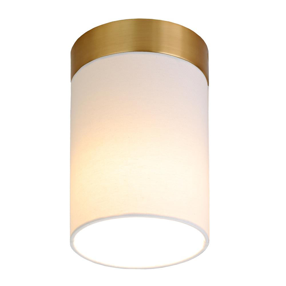 Piper 6" Flush Mount with Fabric Shade Brushed Brass/White. Picture 3