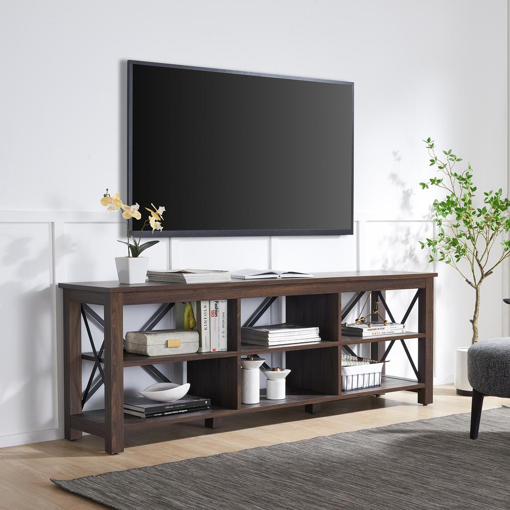 Sawyer Rectangular TV Stand for TV's up to 80" in Alder Brown. Picture 2