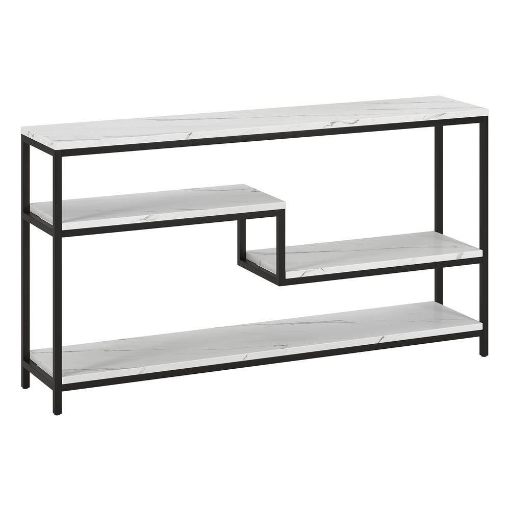 Mathis 55" Wide Rectangular Console Table in Blackened Bronze/Marble. Picture 1