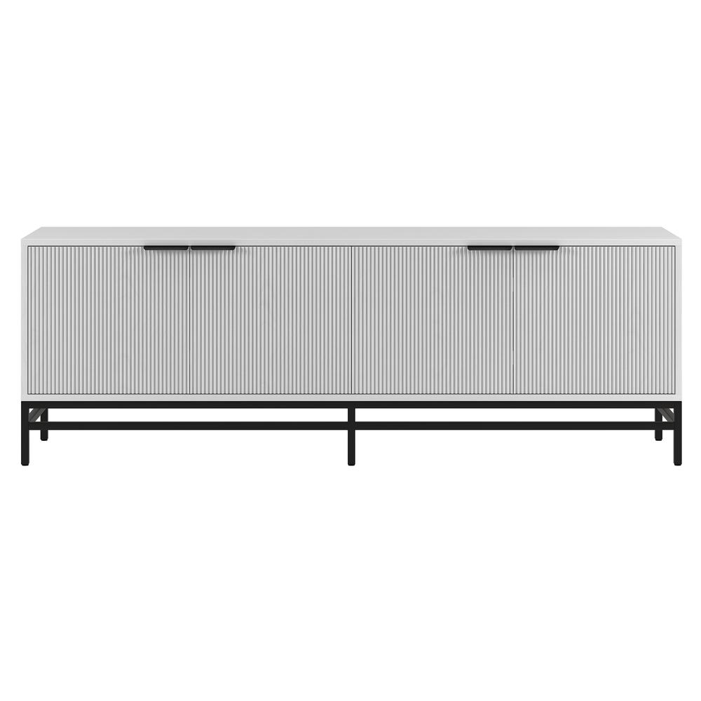 Montello Rectangular TV Stand for TV's up to 78" in White. Picture 2