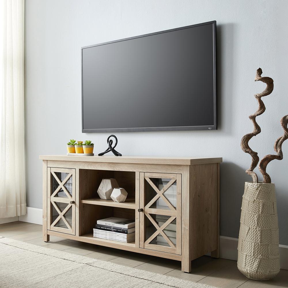 Colton Rectangular TV Stand for TV's up to 55" in White Oak. Picture 2