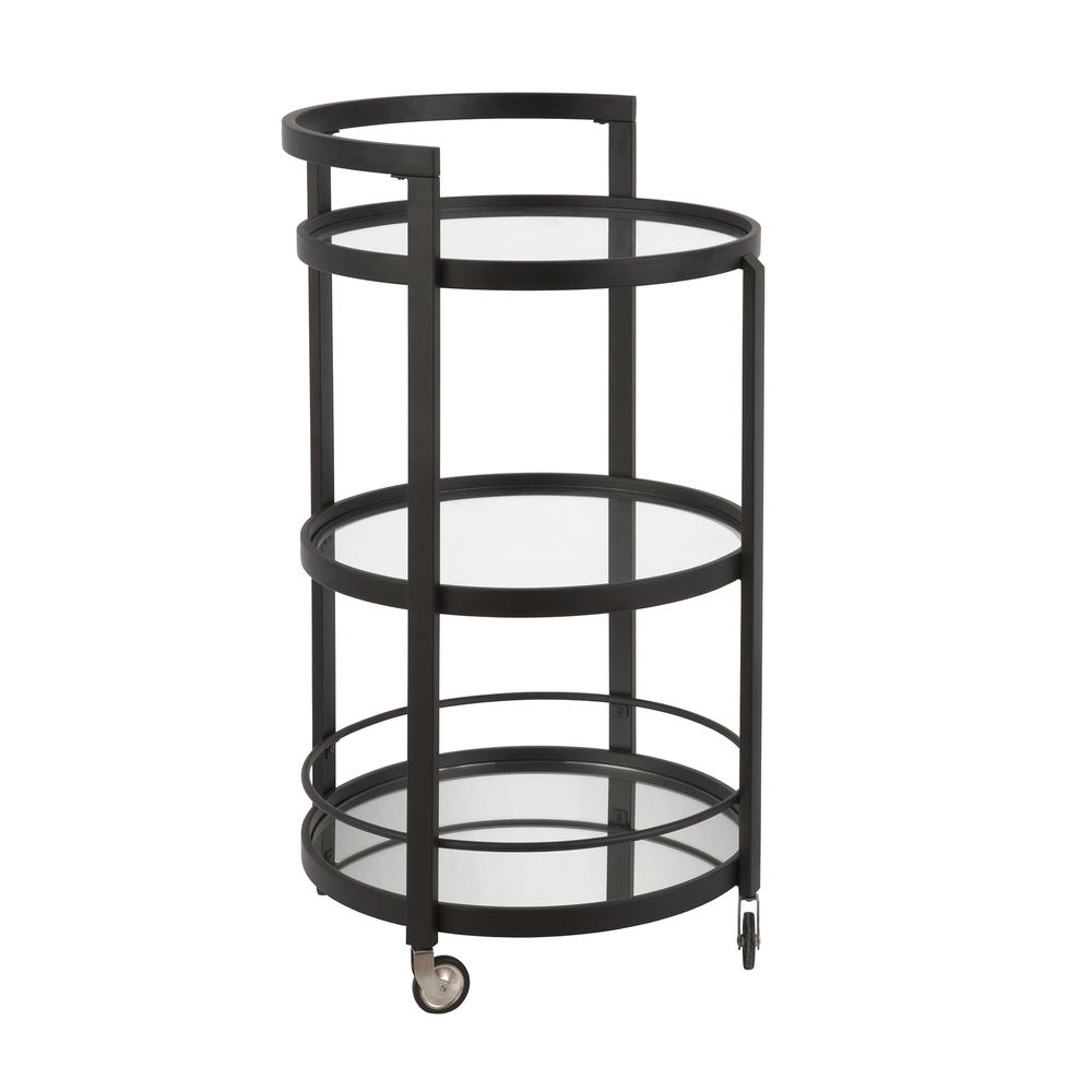 Hause 21'' Wide Round Bar Cart in Blackened Bronze. Picture 1