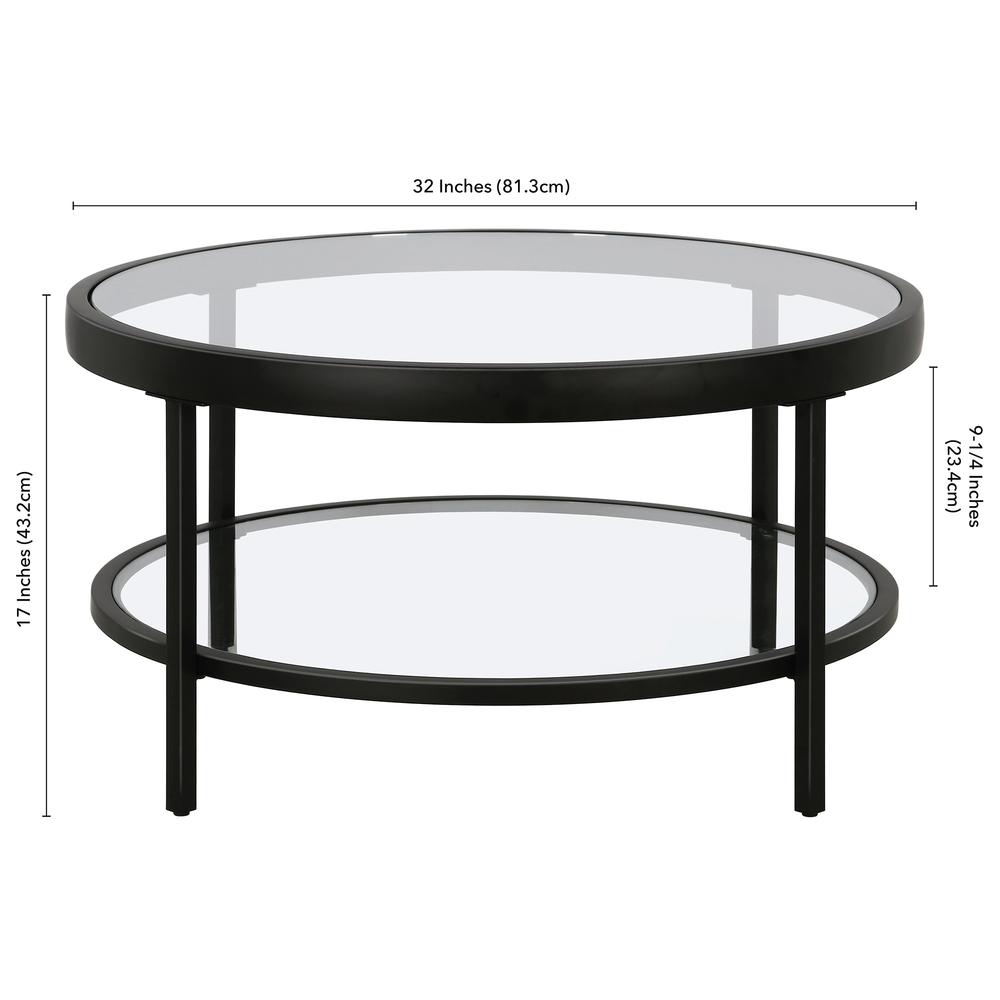 Alexis 32'' Wide Round Coffee Table in Blackened Bronze. Picture 5