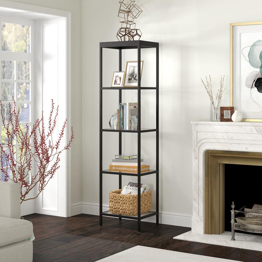 Alexis 18'' Wide Rectangular Bookcase in Blackened Bronze. Picture 4