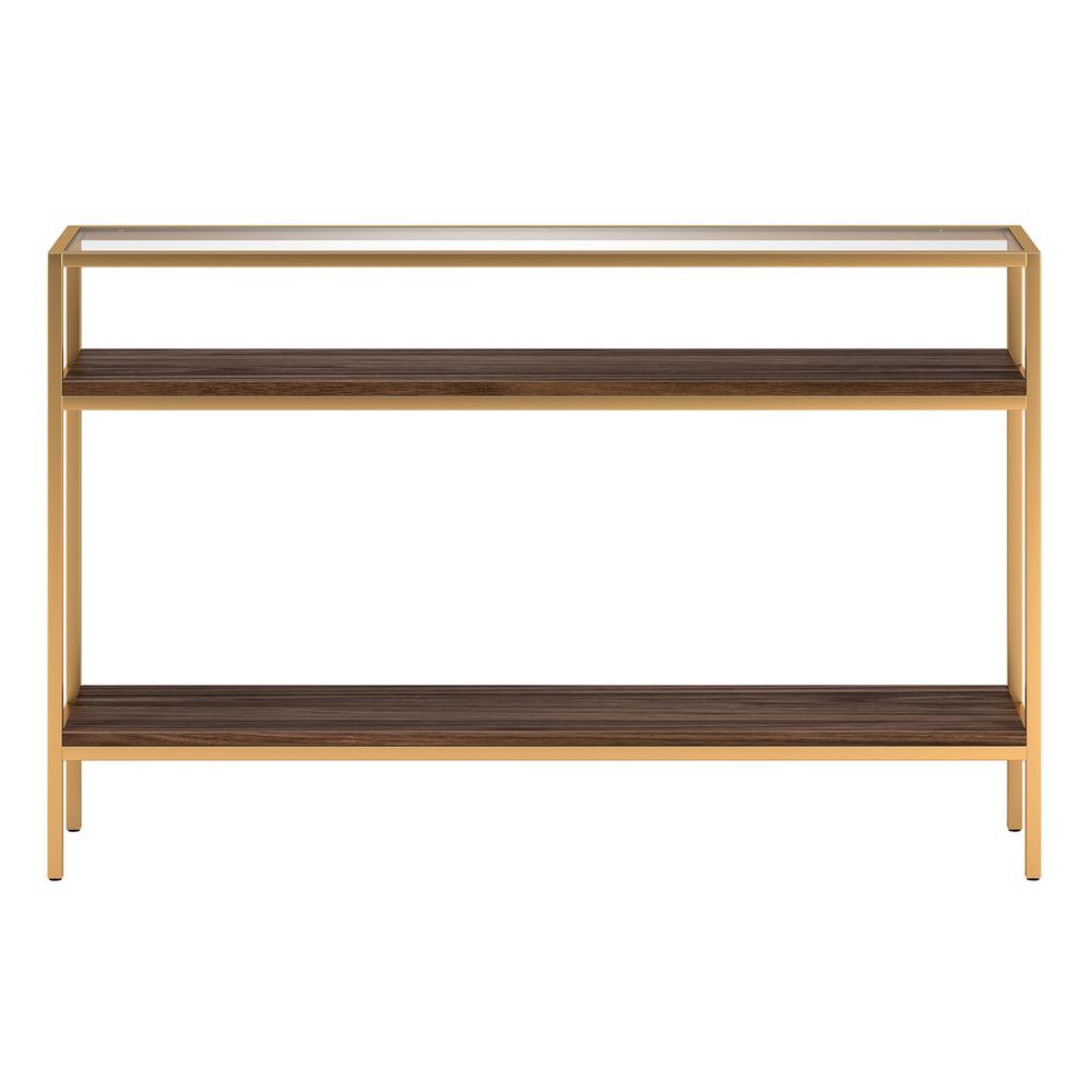 Felicia 47.6'' Wide Rectangular Console Table in Gold/Walnut. Picture 3