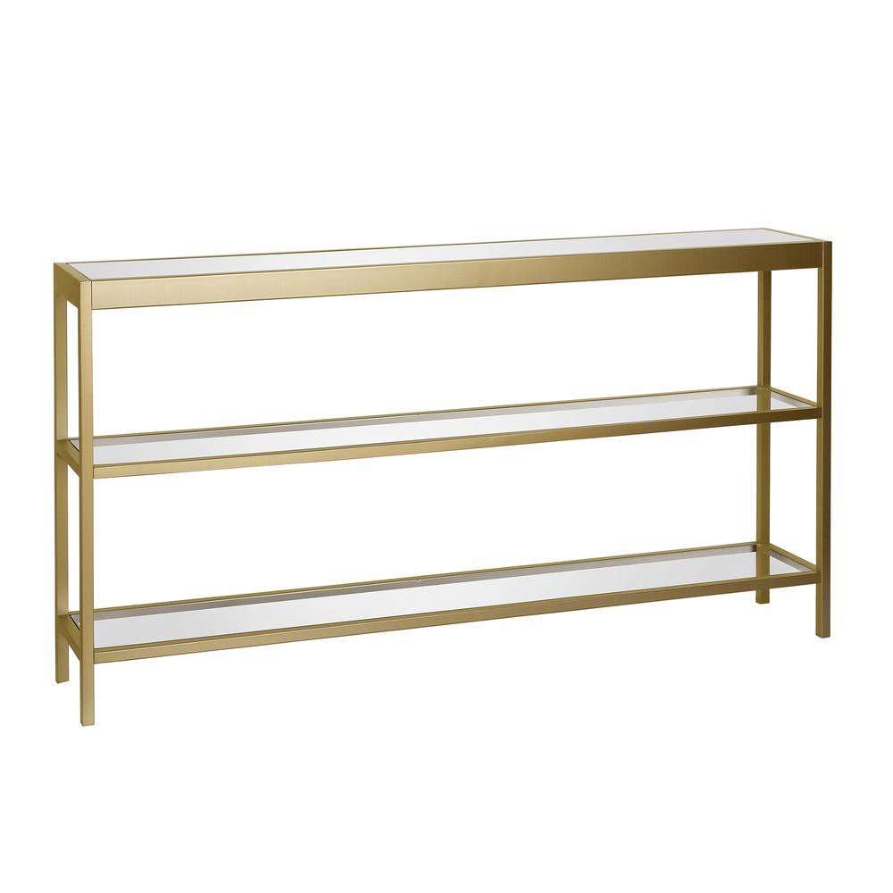 Alexis 55'' Wide Rectangular Console Table in Brass. Picture 1
