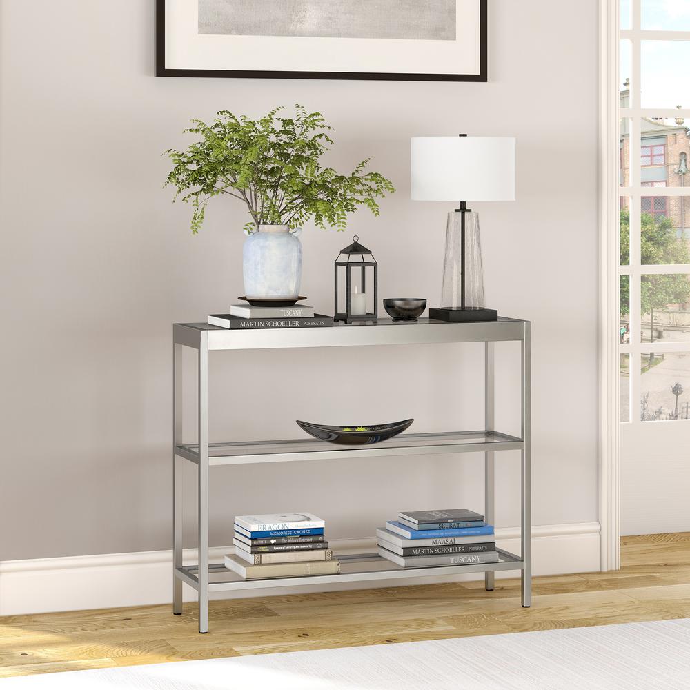Alexis 36'' Wide Rectangular Console Table in Satin Nickel. Picture 2