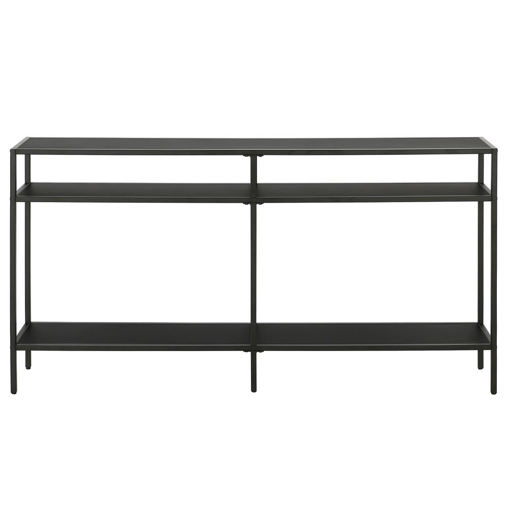 Sivil 55'' Wide Rectangular Console Table with Metal Shelves in Blackened Bronze. Picture 3