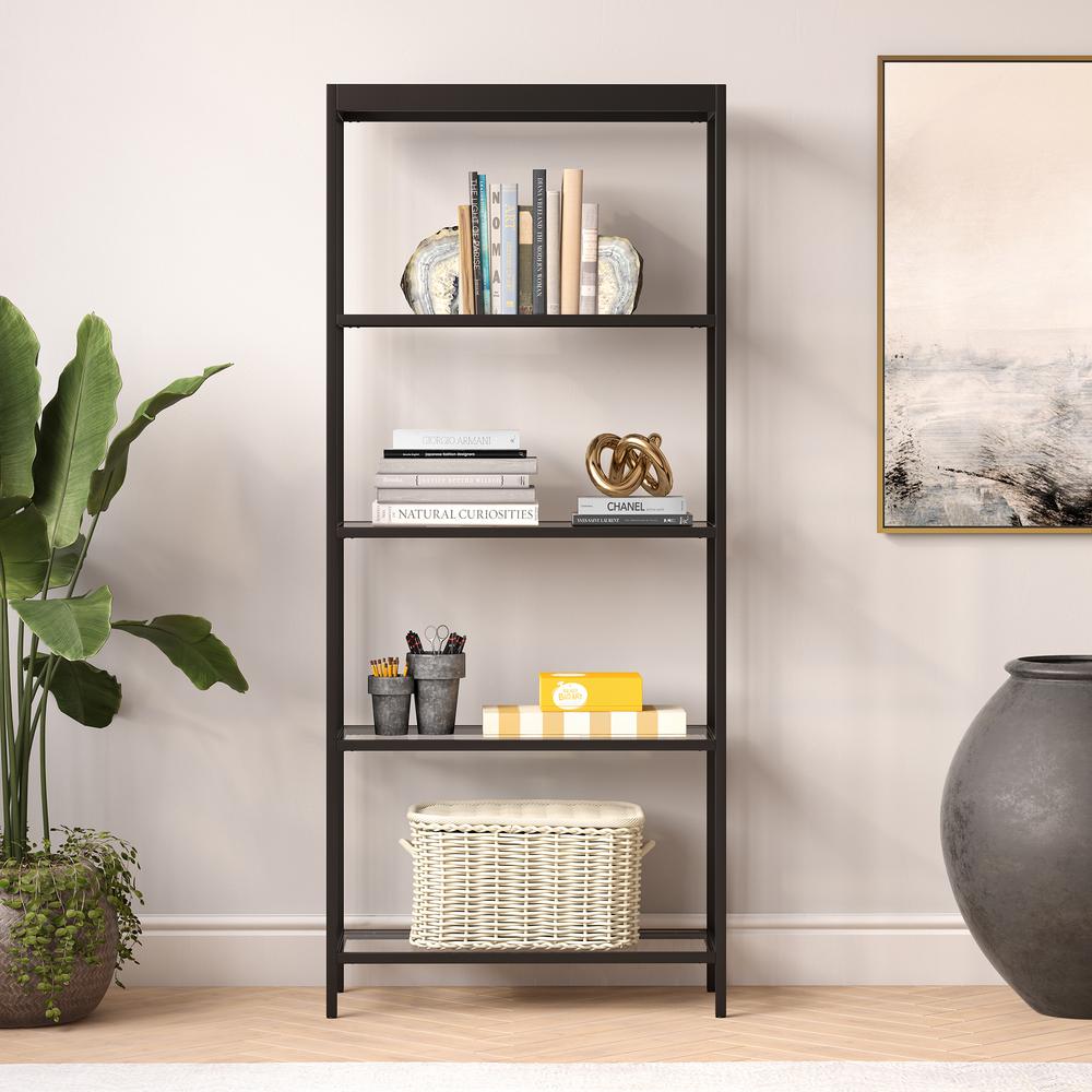 Alexis 30'' Wide Rectangular Bookcase in Blackened Bronze. Picture 4