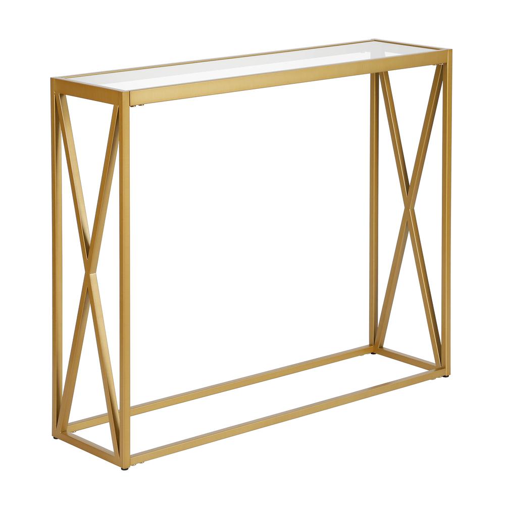 Arlo 36'' Wide Rectangular Console Table in Brass. Picture 1