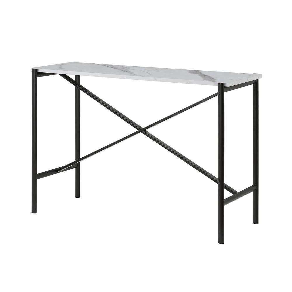 Braxton 46'' Wide Rectangular Console Table with Faux Marble Top in Blackened Bronze. Picture 3