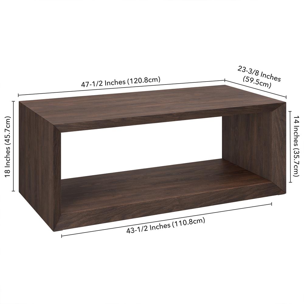 Osmond 48" Wide Rectangular Coffee Table in Alder Brown. Picture 5