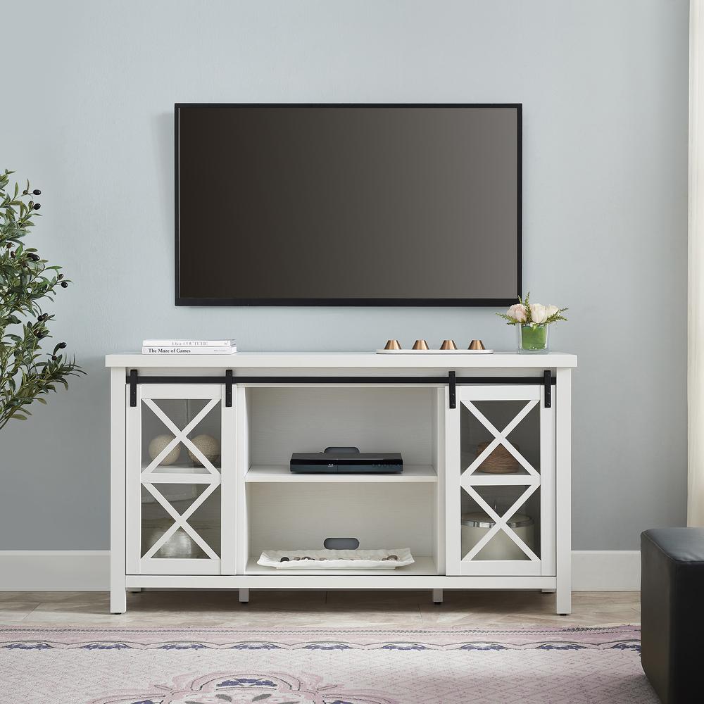 Clementine Rectangular TV Stand for TV's up to 65" in White. Picture 4