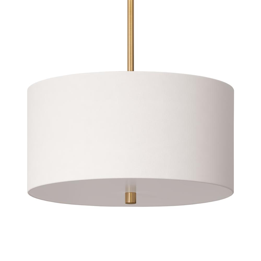 Ellis 16" Wide Pendant with Fabric Shade in Brass/White. Picture 3