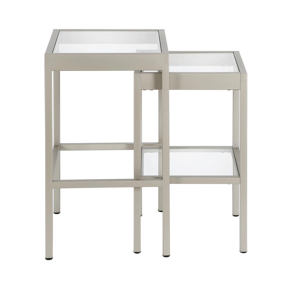 Alexis Rectangular & Square Nested Side Table in Nickel. Picture 1