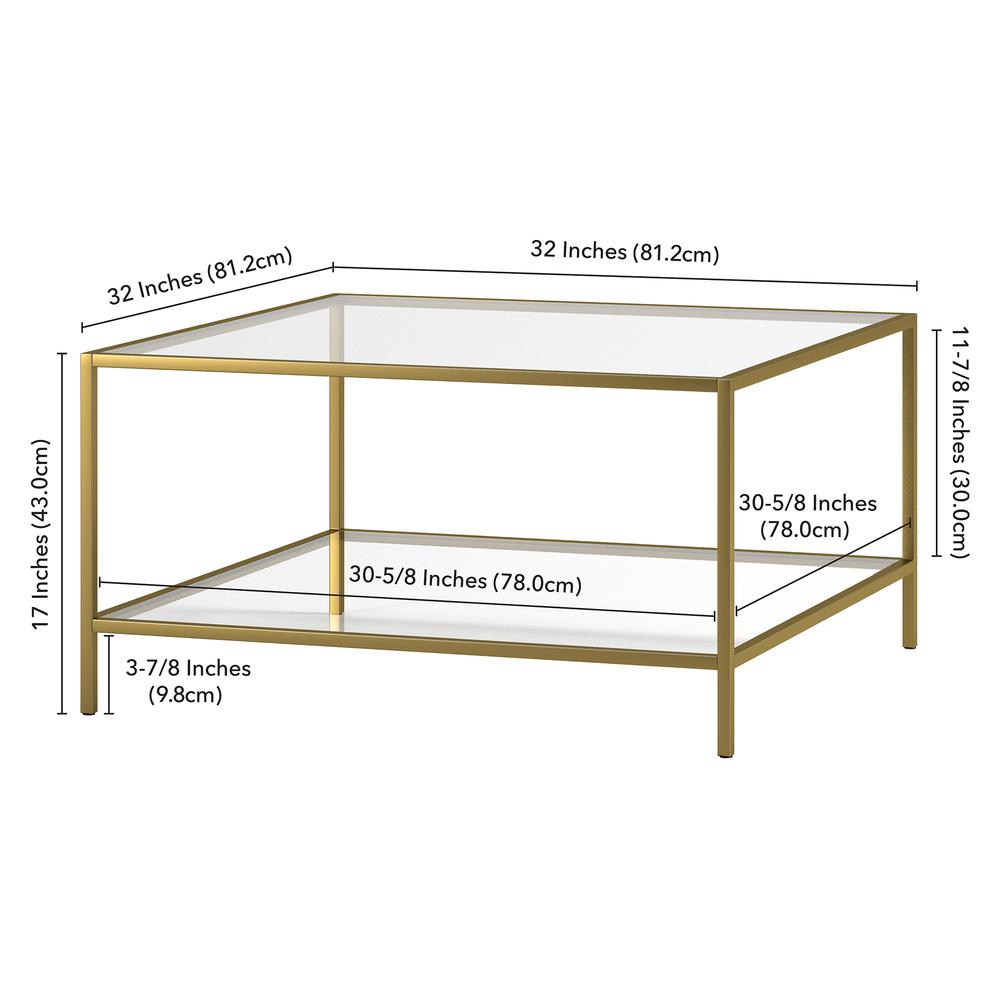 Sivil Square 32'' Wide Coffee Table in Brass. Picture 5