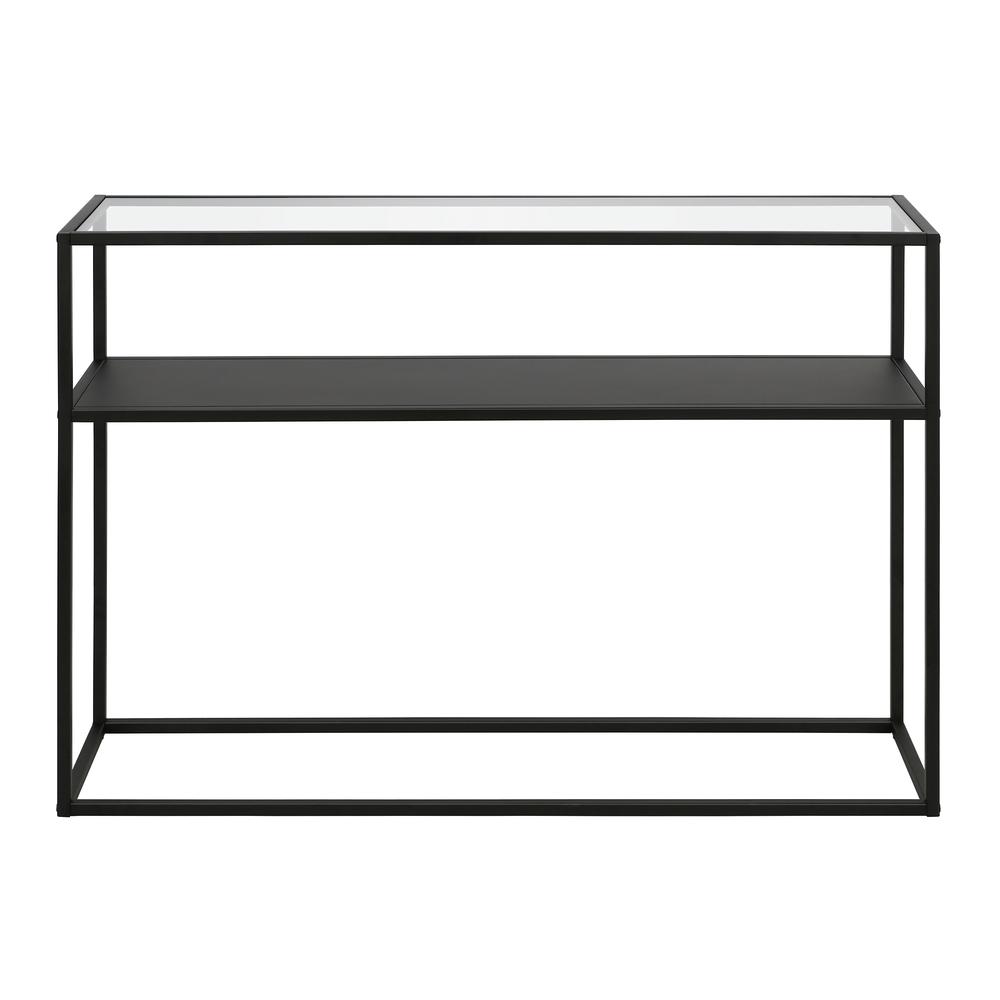 Nellie 42'' Wide Rectangular Console Table with Metal Shelf in Blackened Bronze. Picture 3