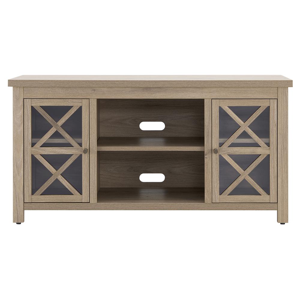 Colton Rectangular TV Stand for TV's up to 55" in Antiqued Gray Oak. Picture 3