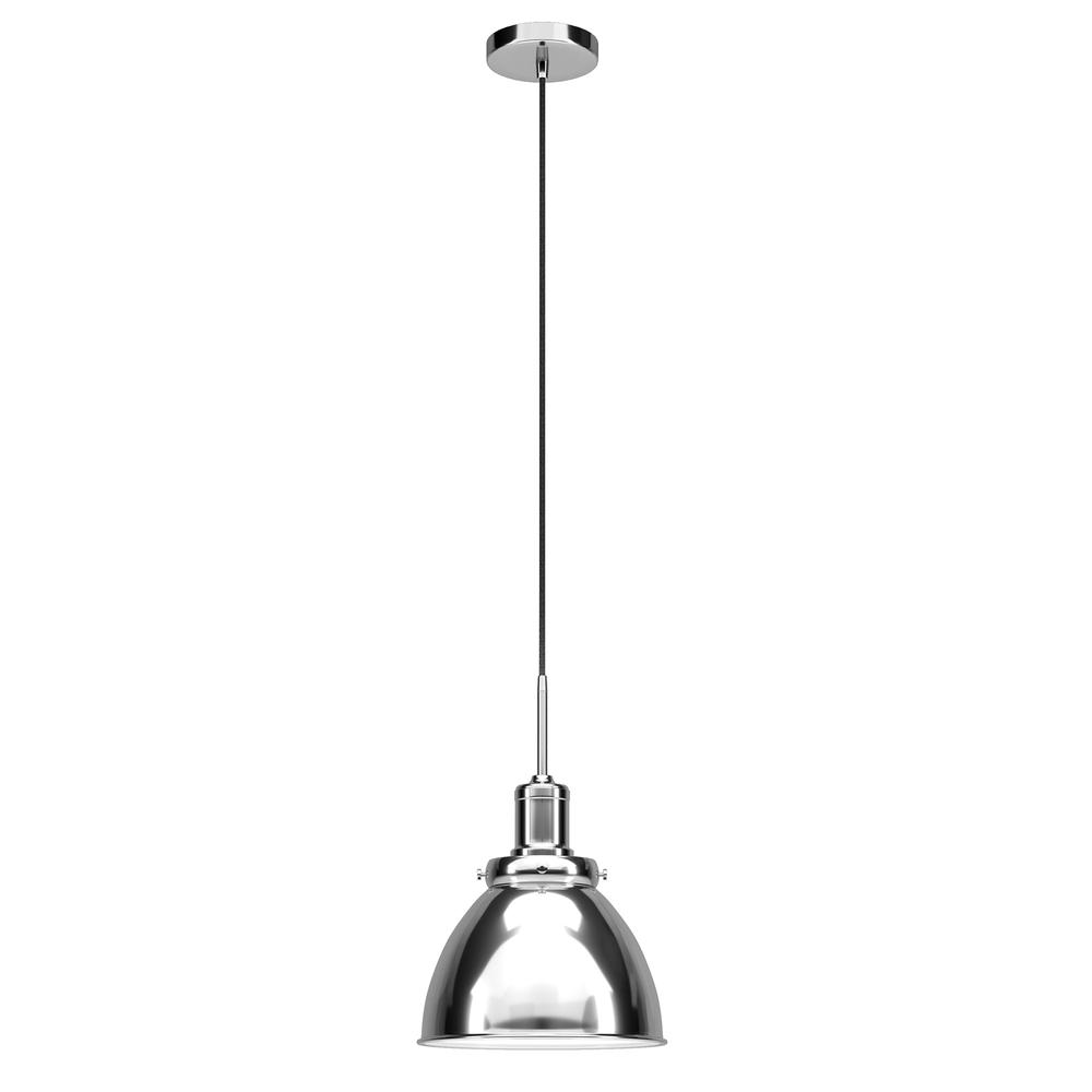 Madison 12" Wide Pendant with Metal Shade in Polished Nickel/Polished Nickel. Picture 1