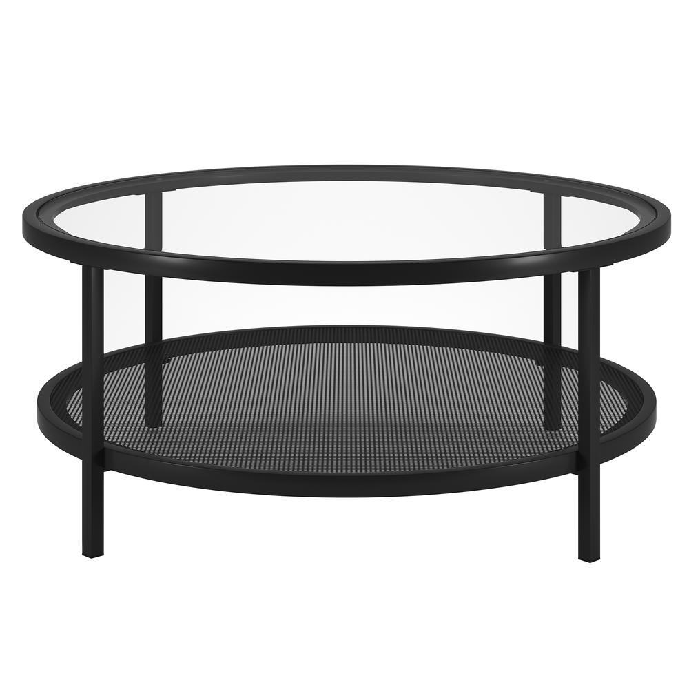 Rigan 36'' Wide Round Coffee Table in Blackened Bronze. Picture 1