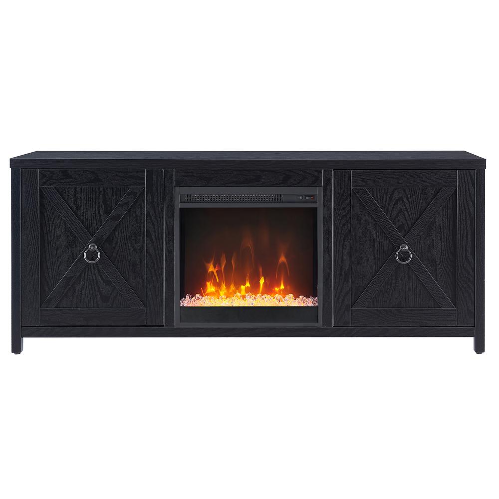 Granger Rectangular TV Stand with Crystal Fireplace for TV's up to 65" in Black. Picture 3