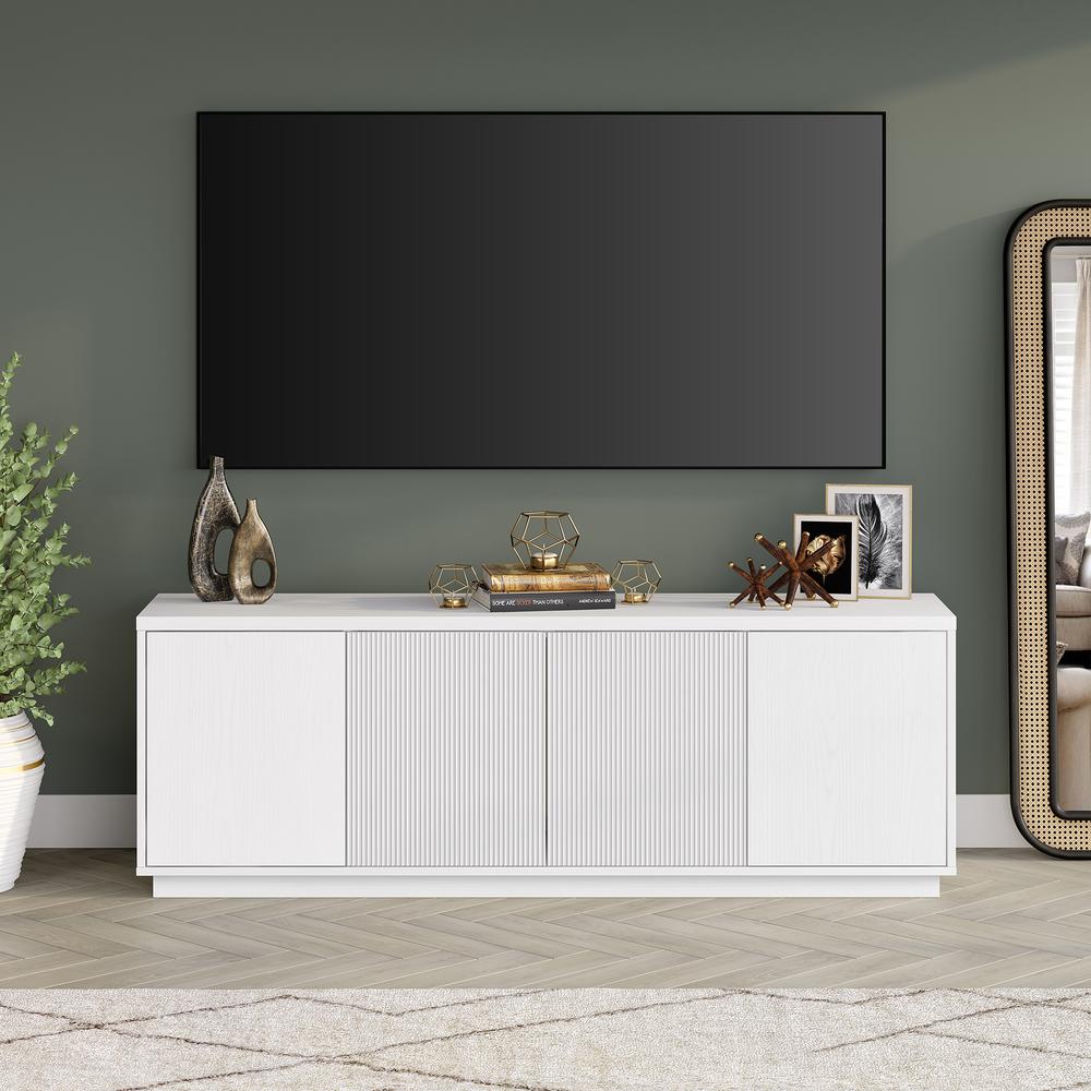 Norwell Rectangular TV Stand for TV's up to 75" in White. Picture 3