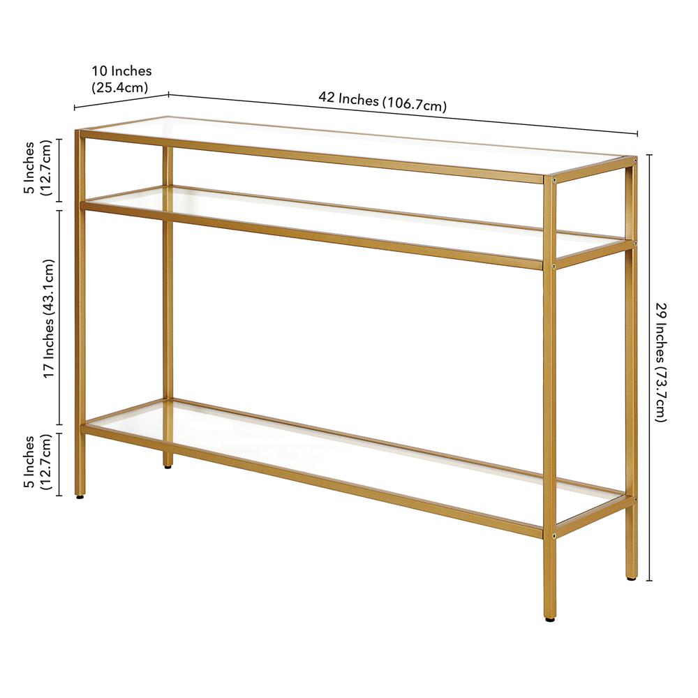 Siviline 42'' Wide Rectangular Console Table in Brass. Picture 5