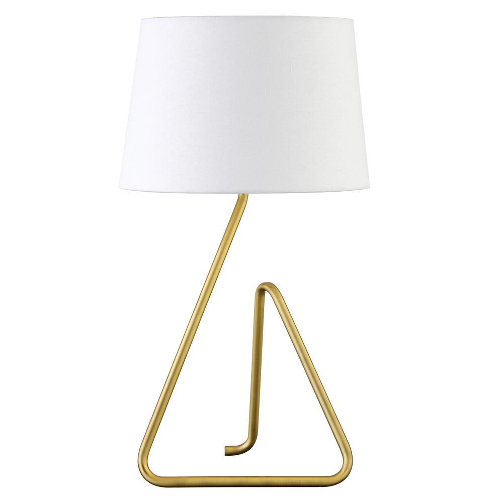 Cora 22" Metal Table Lamp with Fabric Shade in Brushed Brass. Picture 1