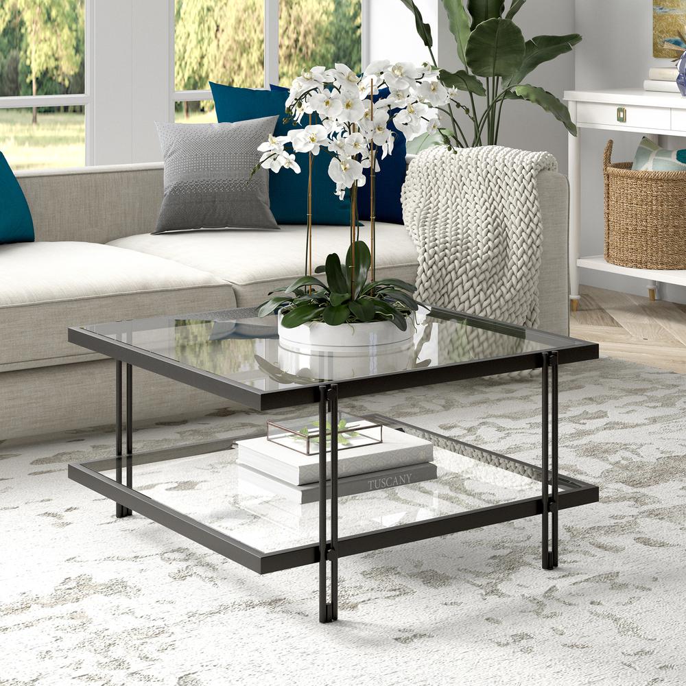 Inez 32'' Wide Square Coffee Table in Blackened Bronze. Picture 2