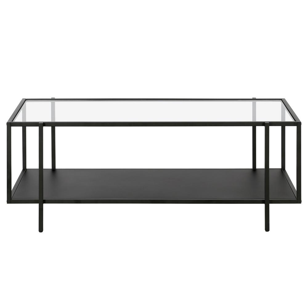 Vireo 45'' Wide Rectangular Coffee Table with Metal Shelf in Blackened Bronze. Picture 3