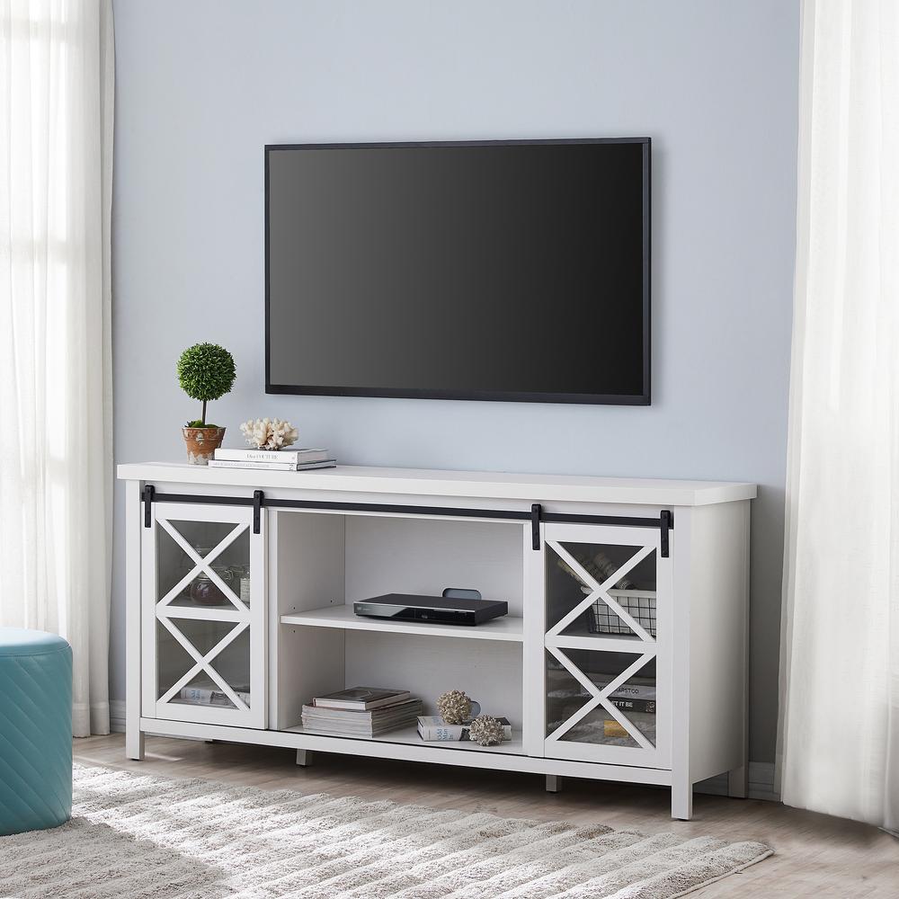 Clementine Rectangular TV Stand for TV's up to 80" in White. Picture 2