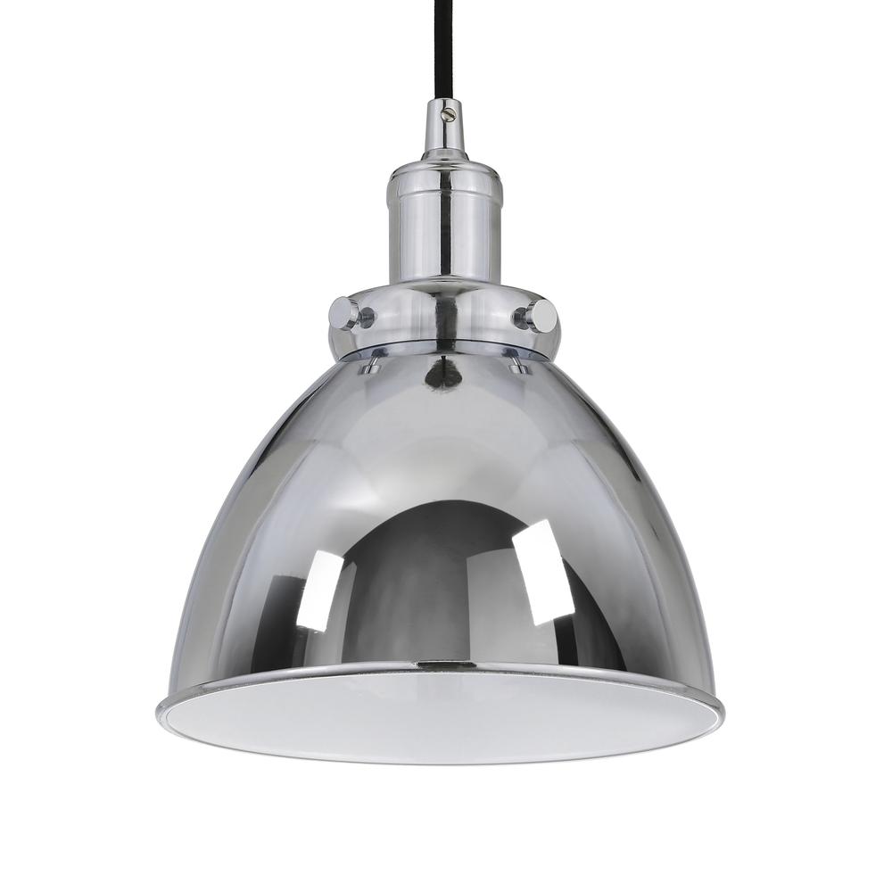 Madison 8" Wide Pendant with Metal Shade in Polished Nickel/Polished Nickel. Picture 1