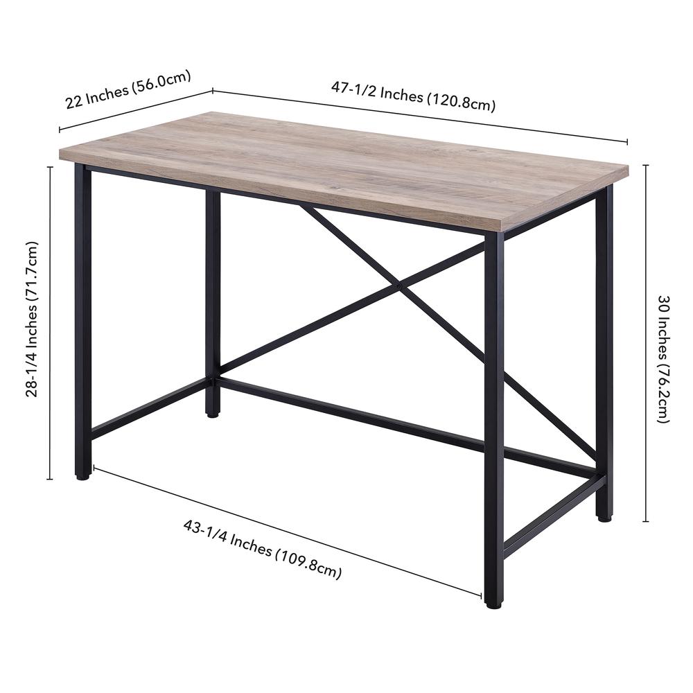 Martina Rectangular 47.5'' Wide Desk in Black/Gray Oak. Picture 5